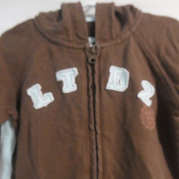 LIMITED TOO | size 8 | 100% Cotton | Brown Zip-Up Short Sleeve Hoodie | GUC - Picture 7 of 14